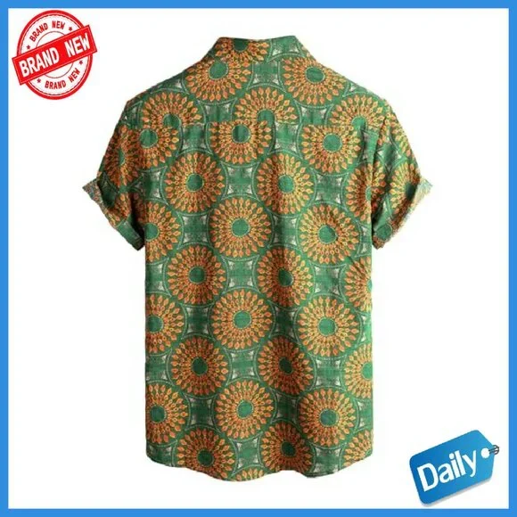 Men's Casual Button Down Shirt, Short Sleeve, Lightweight Cotton Blend - Picture 3 of 7